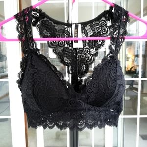 NWOT Black Racerback Lace Bralette Size M/L